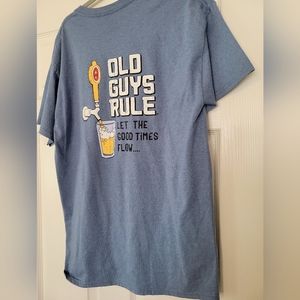 Old Guys Rule Men's t-shirt size LBlue Beer Themed LET THE GOOD TIMES FLOW